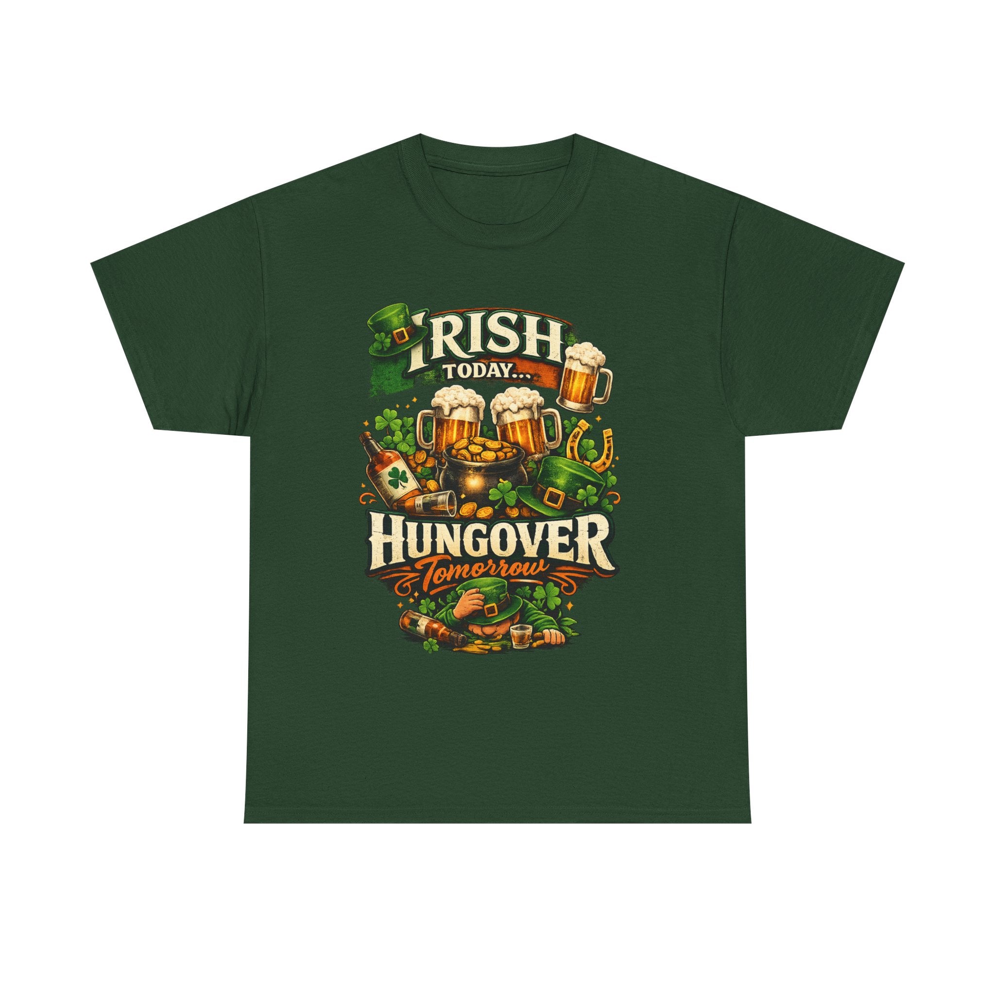 St. Patrick's Day Tee — "Irish Today, Hungover Tomorrow" Beer Graphic Shirt