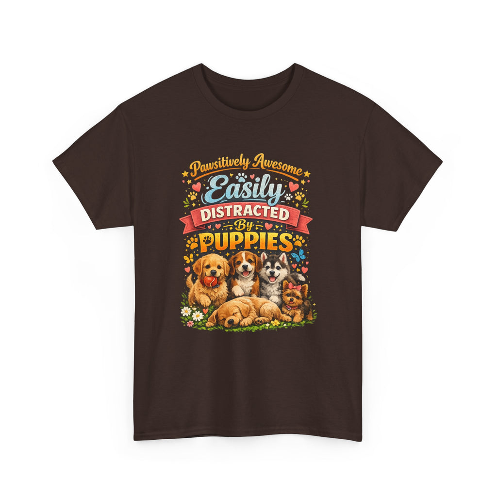 Easily Distracted by Puppies T-Shirt — Cute Vintage Puppy Graphic Tee