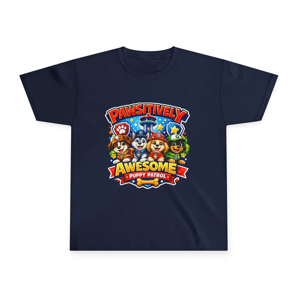Pawsitively Awesome Youth T‑Shirt — Puppy Patrol Cartoon Tee