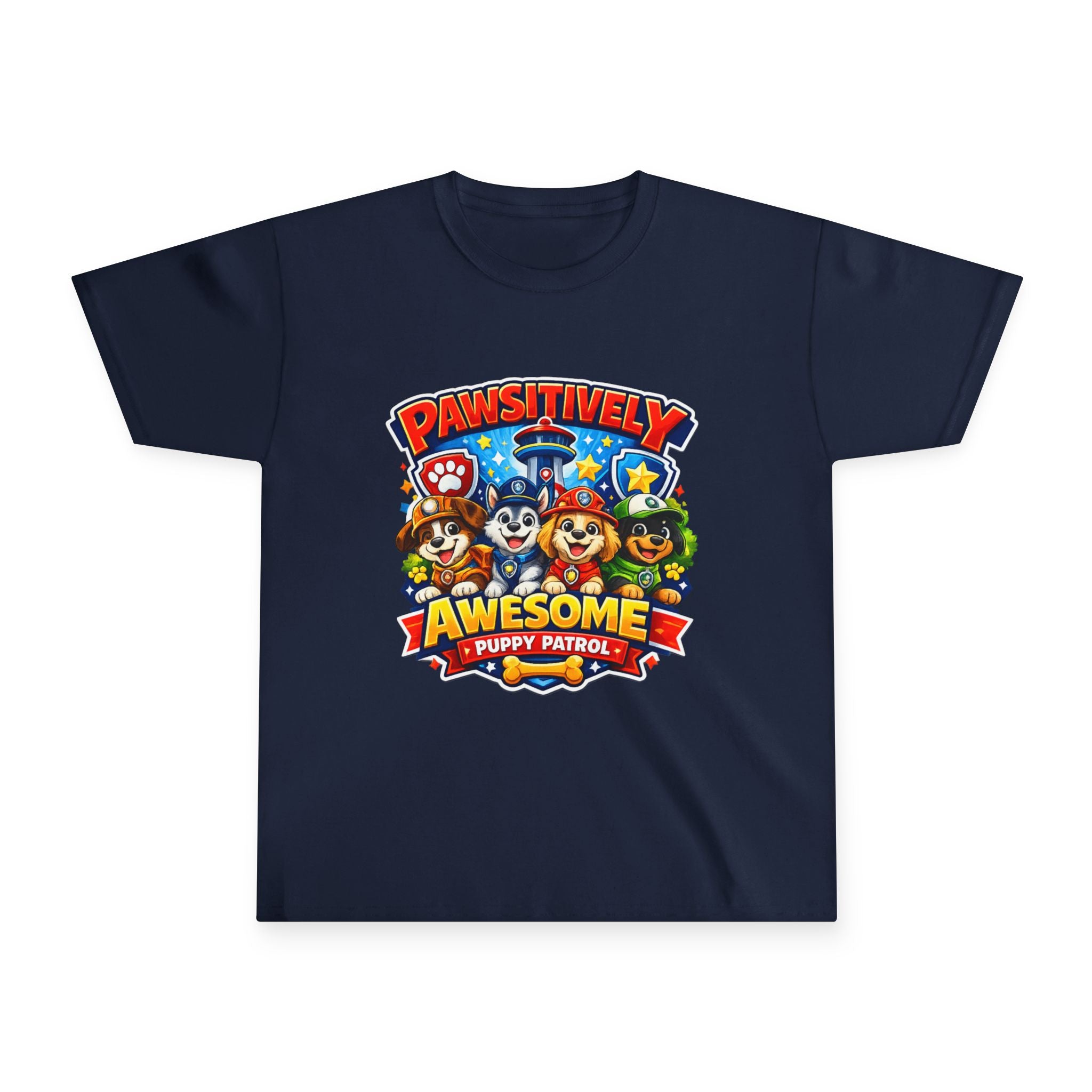 Pawsitively Awesome Youth T‑Shirt — Puppy Patrol Cartoon Tee
