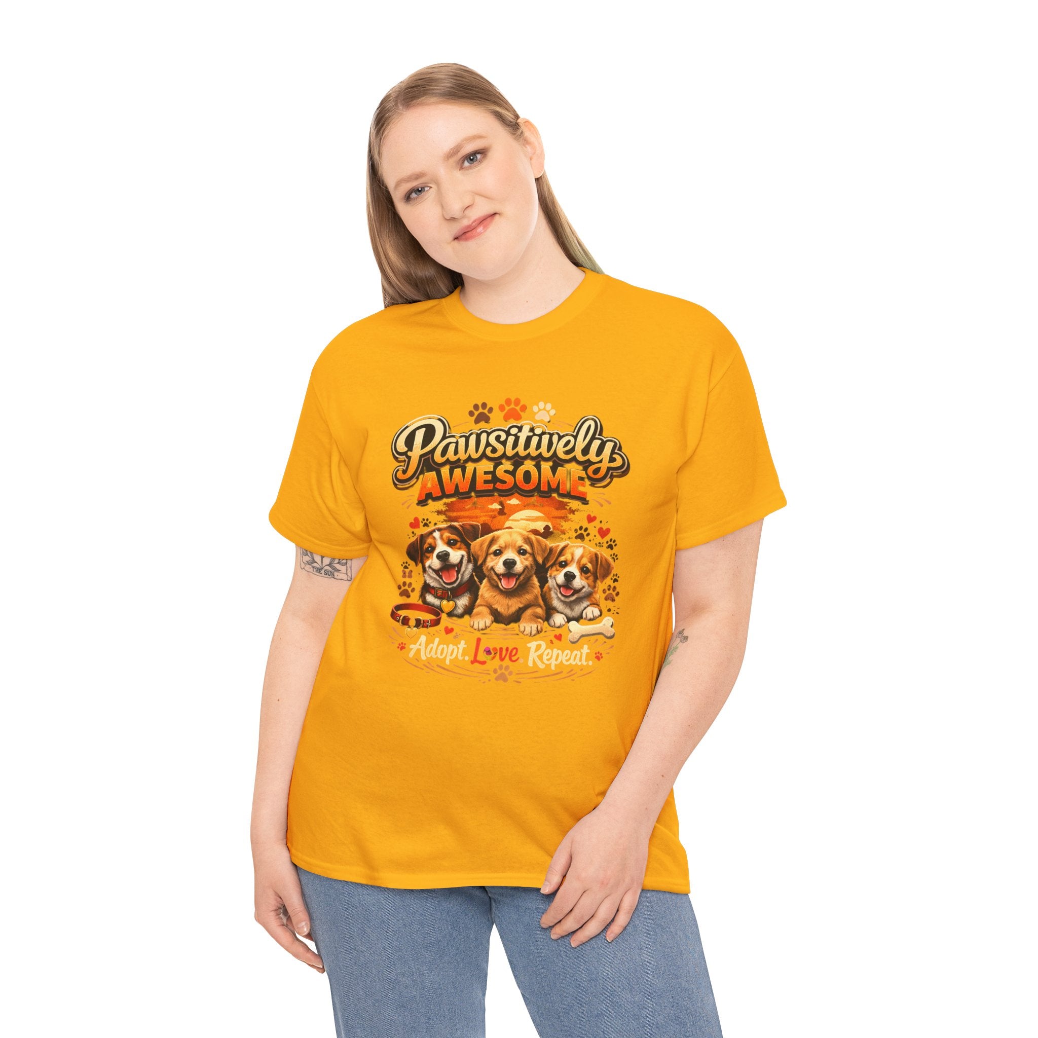 Pawsitively Awesome Dog Rescue T-Shirt — "Adopt. Love. Repeat."
