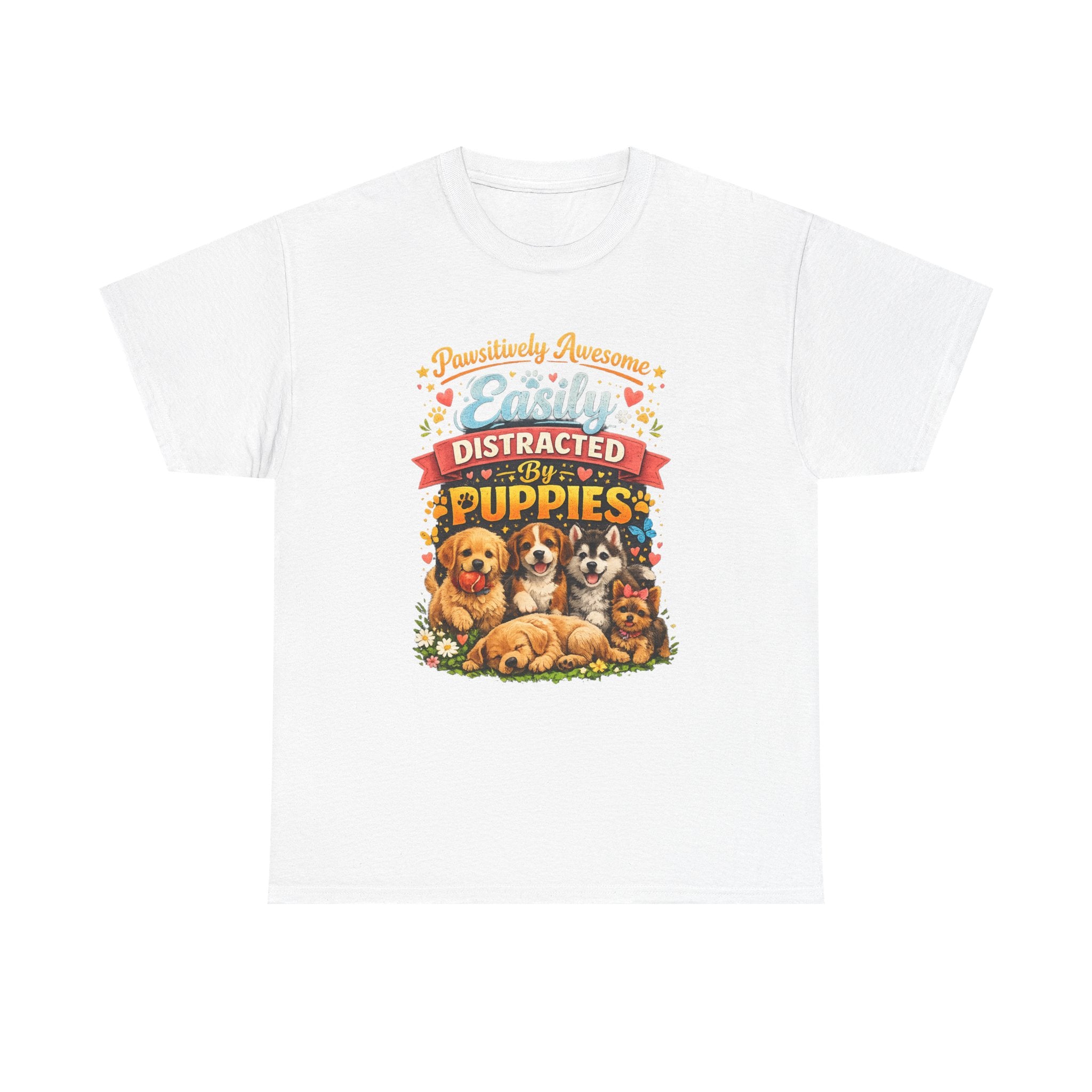 Easily Distracted by Puppies T-Shirt — Cute Vintage Puppy Graphic Tee