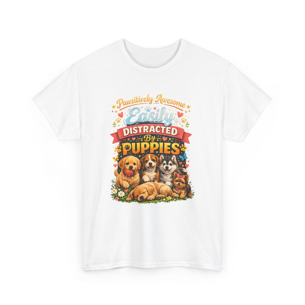 Easily Distracted by Puppies T-Shirt — Cute Vintage Puppy Graphic Tee