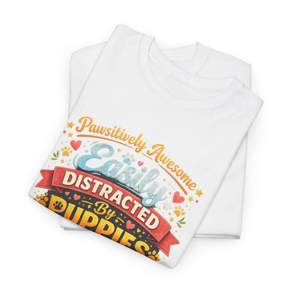 Easily Distracted by Puppies T-Shirt — Cute Vintage Puppy Graphic Tee