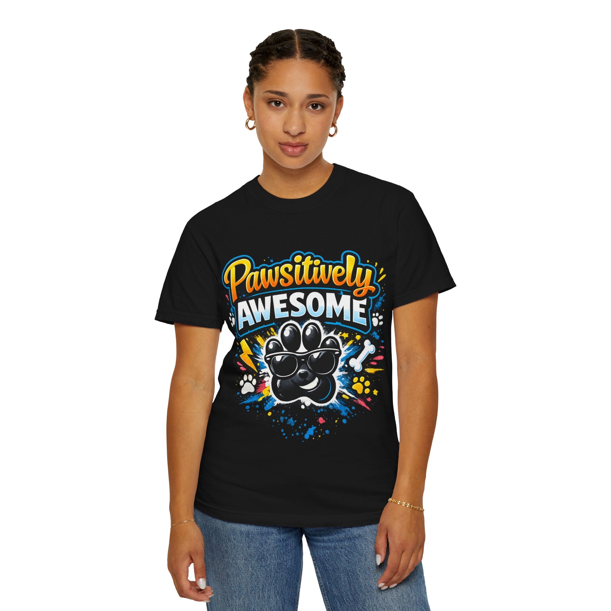 Pawsitively Awesome Paw Print Graphic T-Shirt for Dog Lovers
