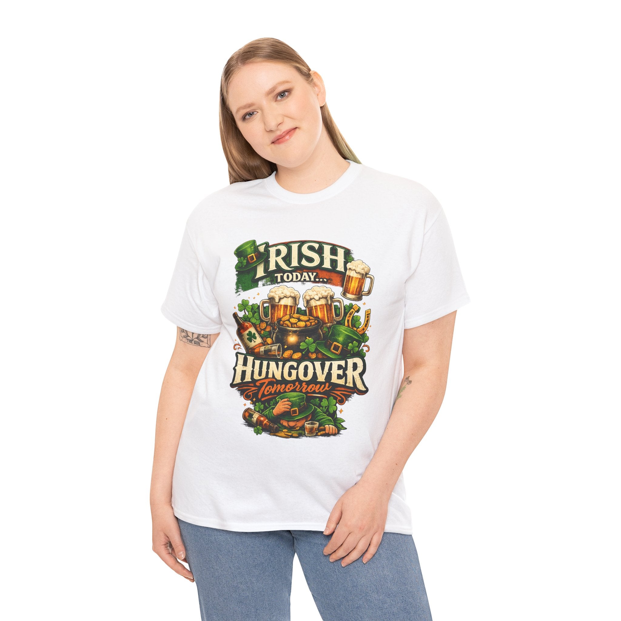 St. Patrick's Day Tee — "Irish Today, Hungover Tomorrow" Beer Graphic Shirt