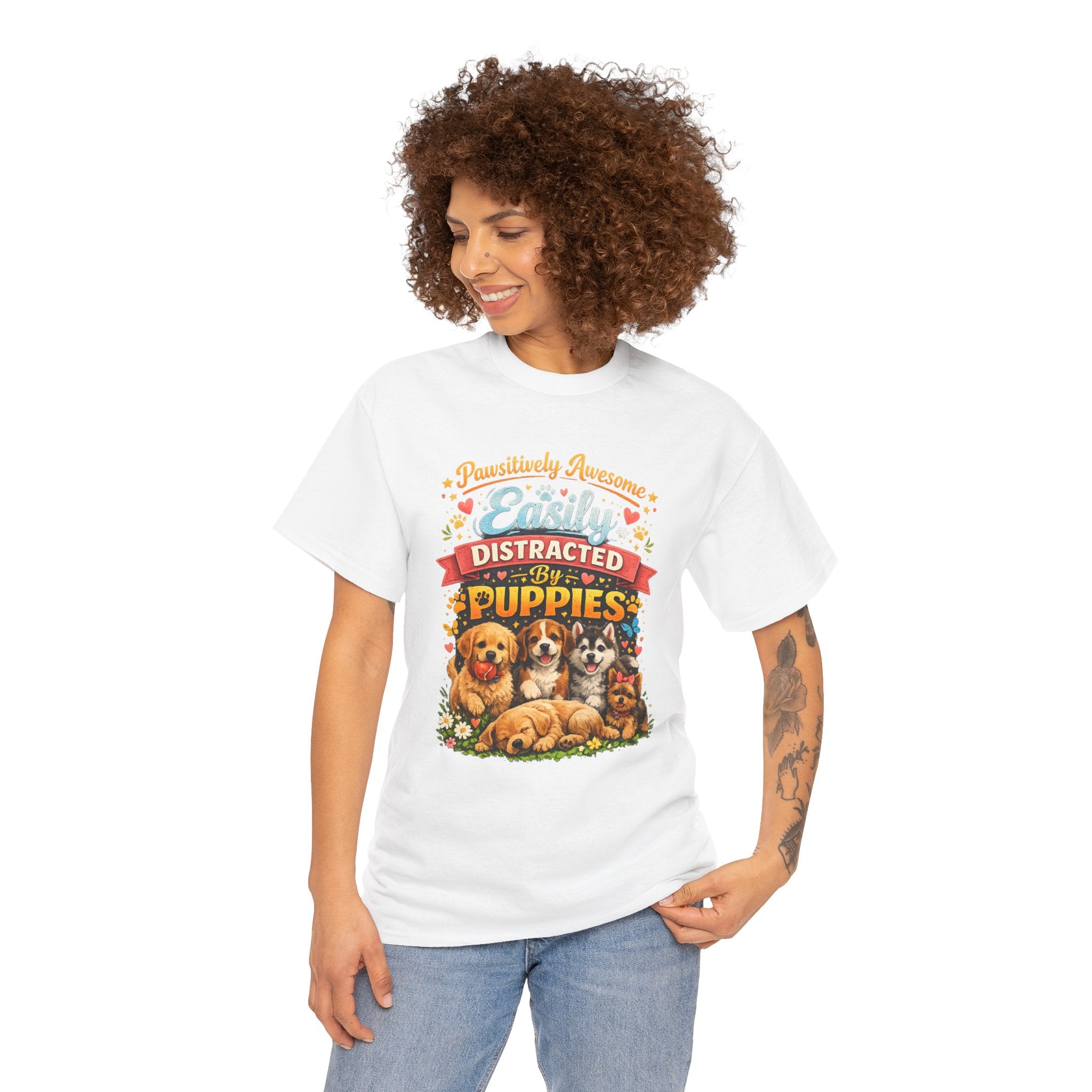 Easily Distracted by Puppies T-Shirt — Cute Vintage Puppy Graphic Tee