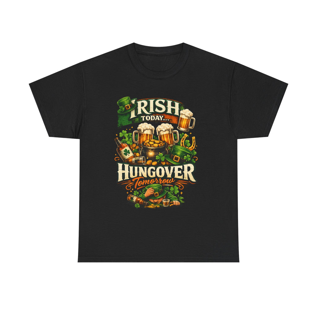 St. Patrick's Day Tee — "Irish Today, Hungover Tomorrow" Beer Graphic Shirt