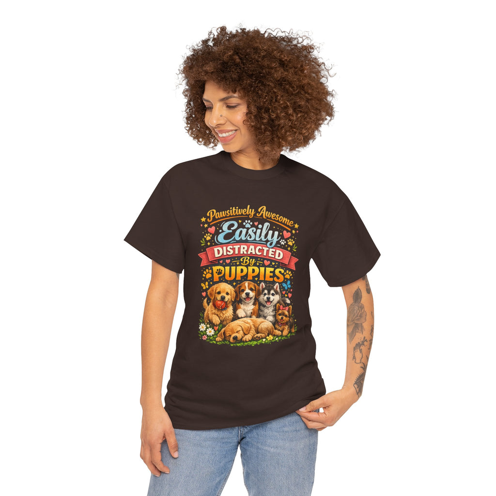 Easily Distracted by Puppies T-Shirt — Cute Vintage Puppy Graphic Tee