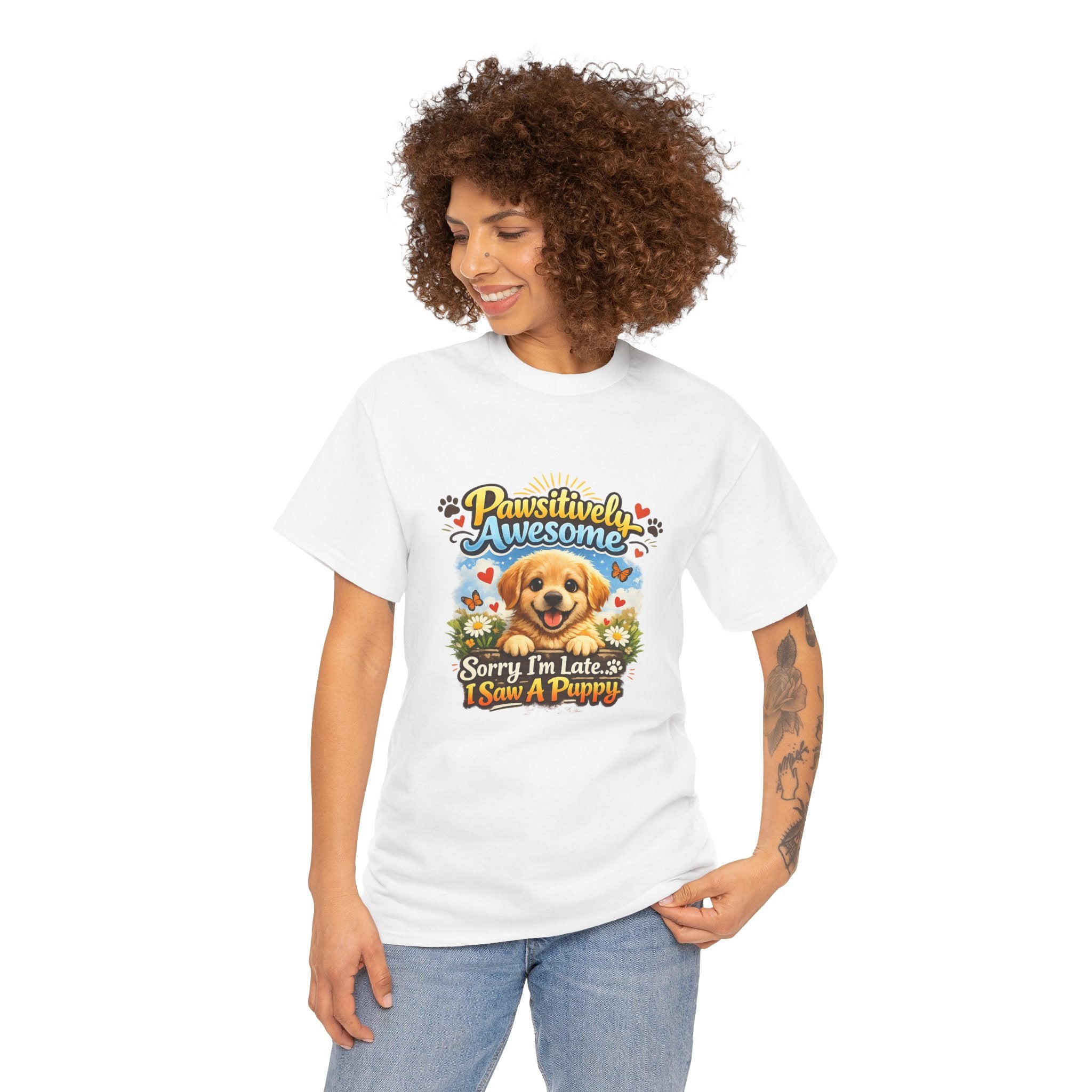 Pawsitively Awesome Cute Puppy Graphic T-Shirt for Dog Lovers