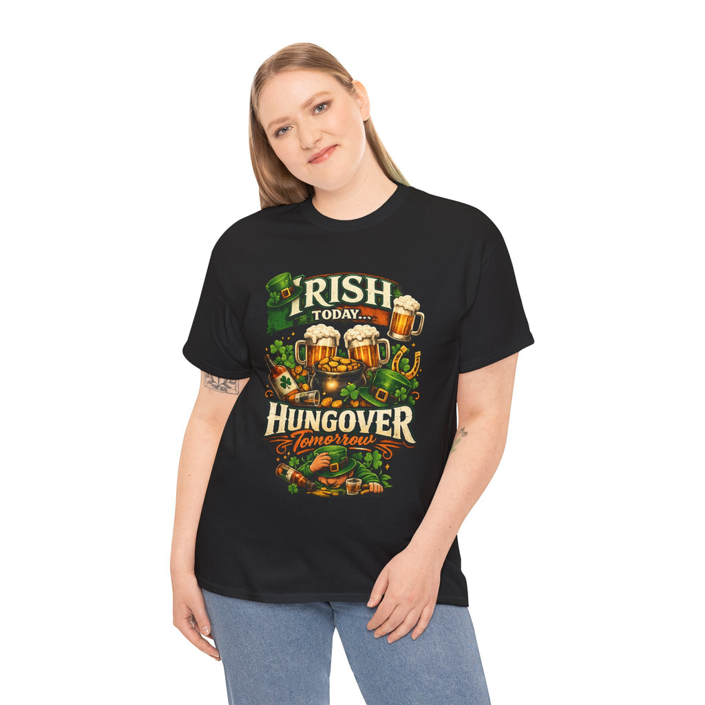 St. Patrick's Day Tee — "Irish Today, Hungover Tomorrow" Beer Graphic Shirt