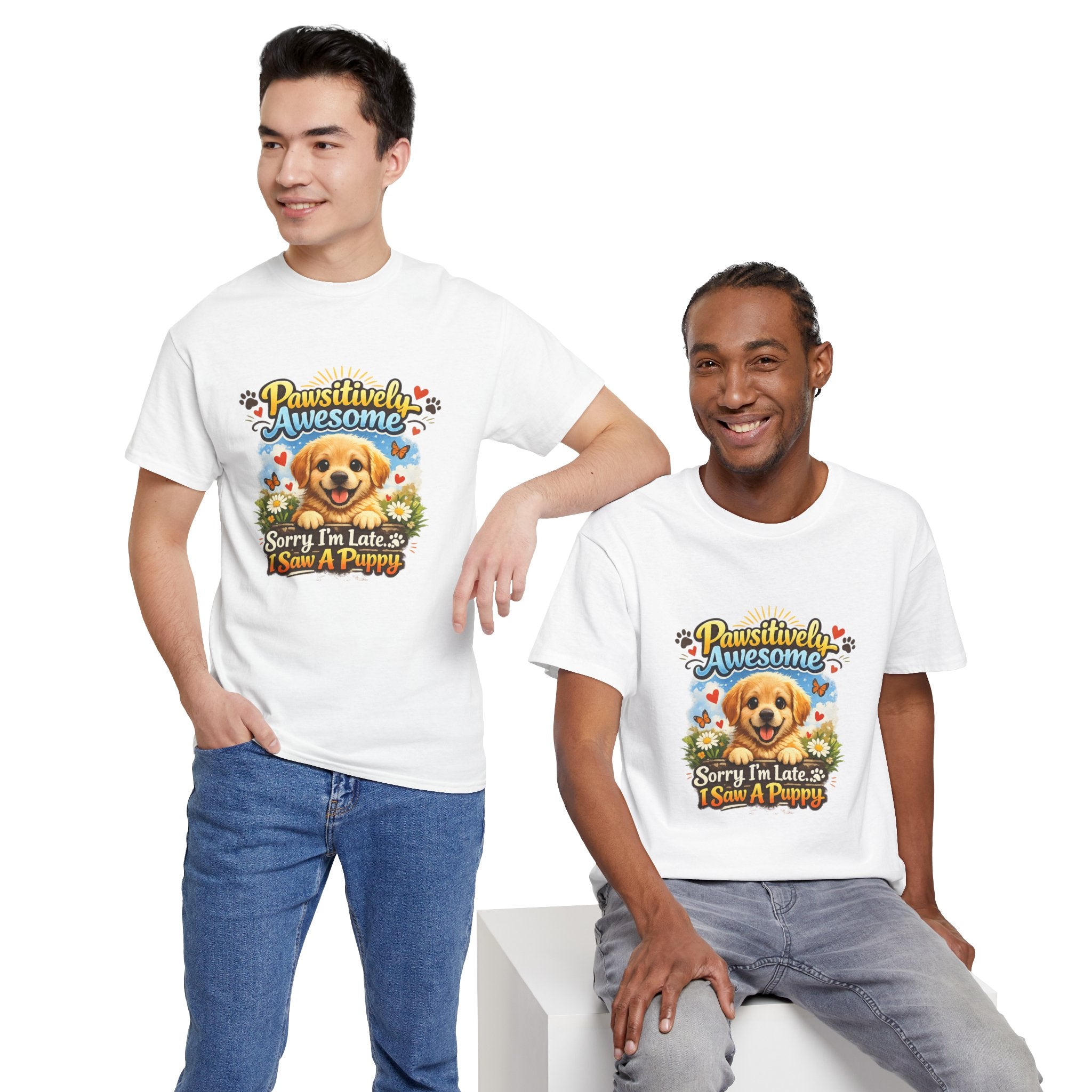 Pawsitively Awesome Cute Puppy Graphic T-Shirt for Dog Lovers