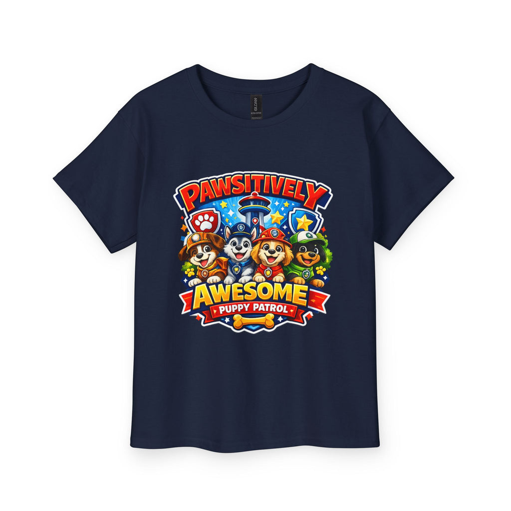 Pawsitively Awesome Youth T‑Shirt — Puppy Patrol Cartoon Tee