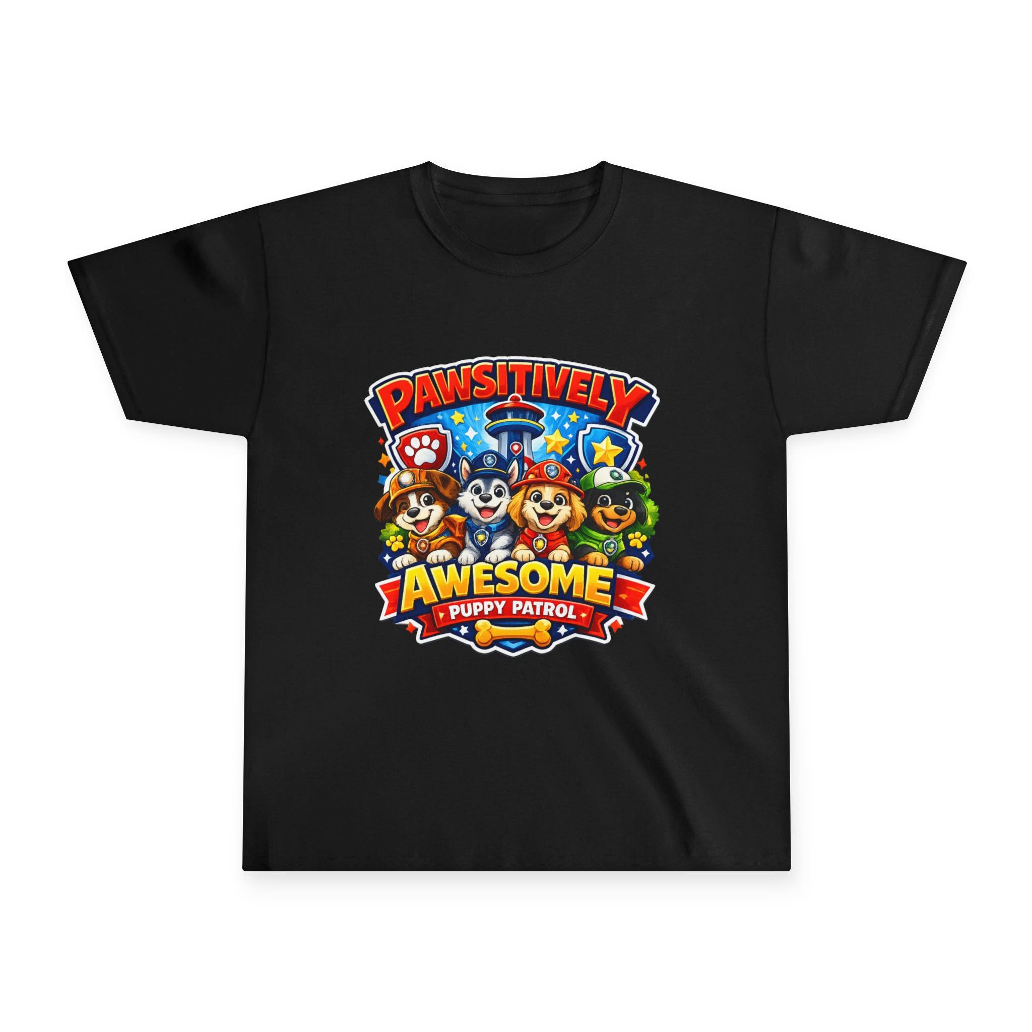 Pawsitively Awesome Youth T‑Shirt — Puppy Patrol Cartoon Tee
