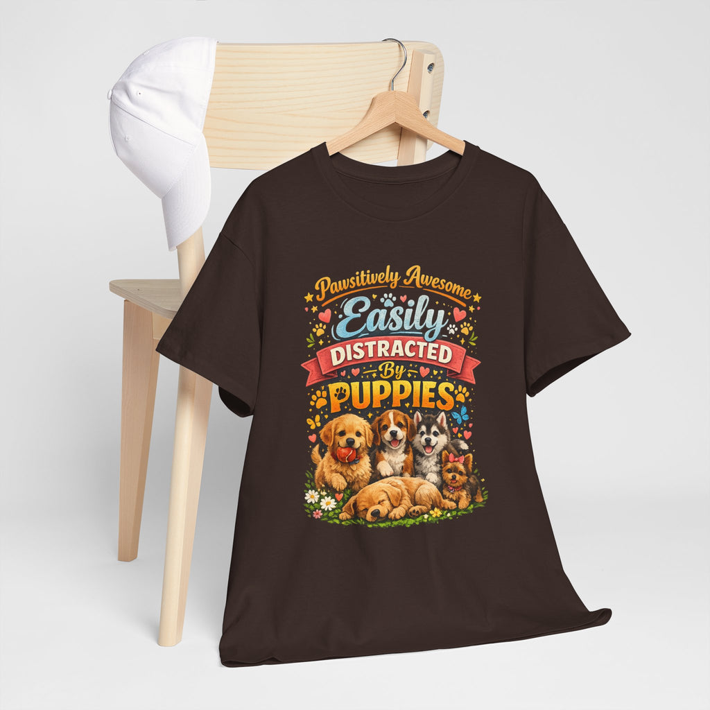 Easily Distracted by Puppies T-Shirt — Cute Vintage Puppy Graphic Tee