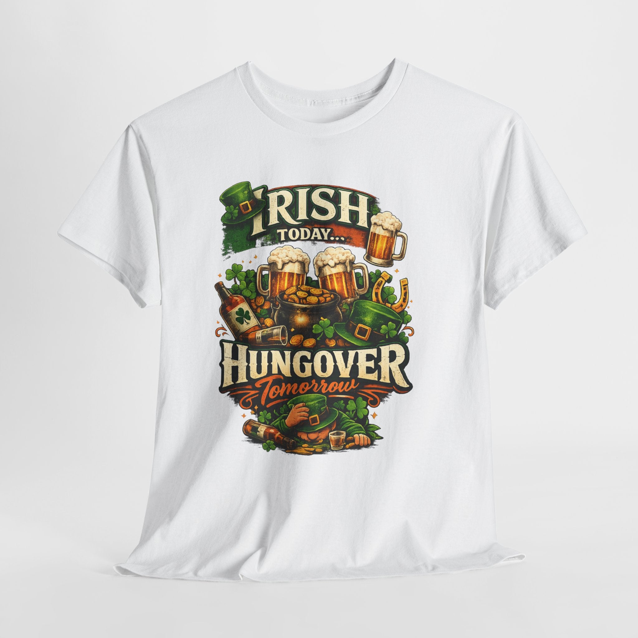 St. Patrick's Day Tee — "Irish Today, Hungover Tomorrow" Beer Graphic Shirt