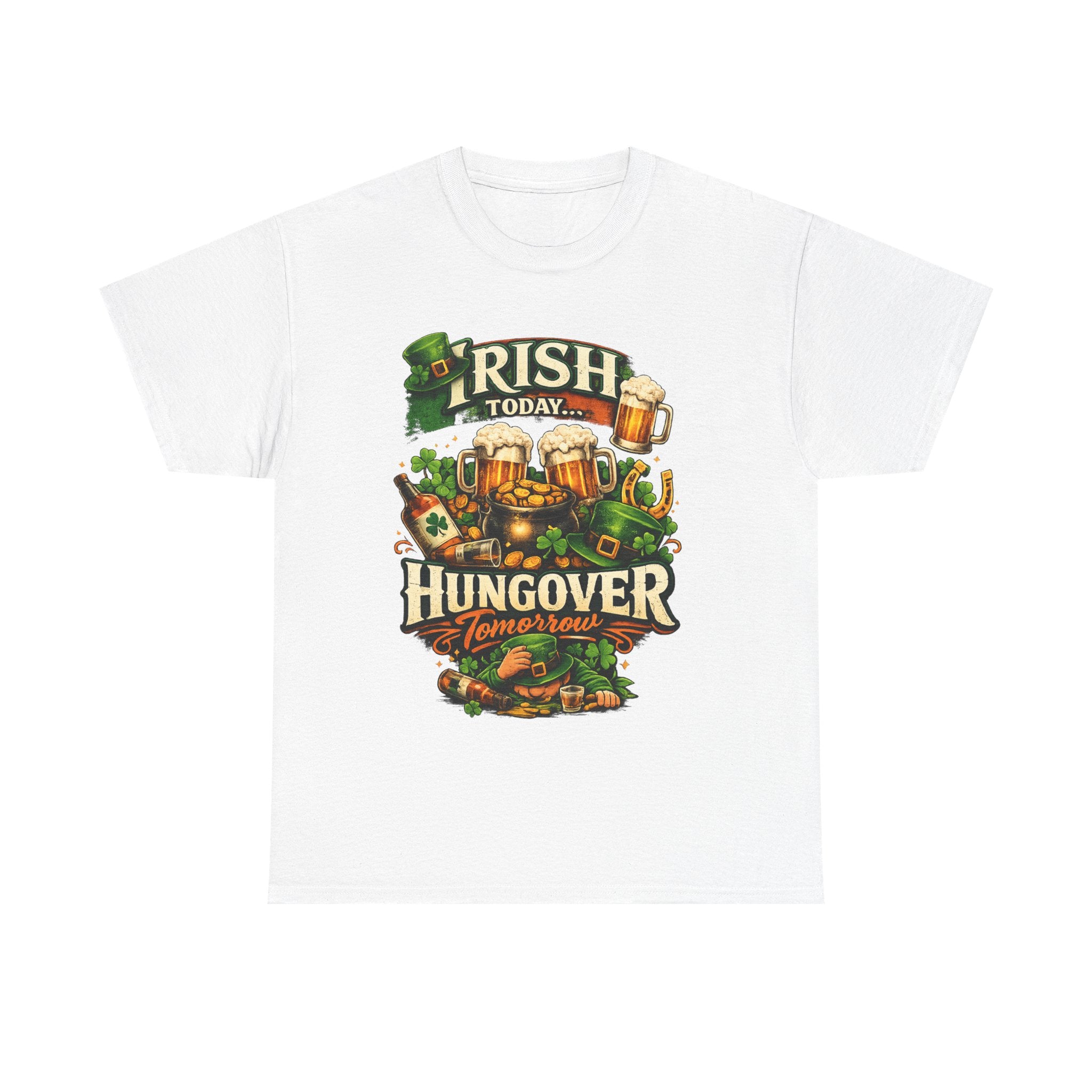 St. Patrick's Day Tee — "Irish Today, Hungover Tomorrow" Beer Graphic Shirt