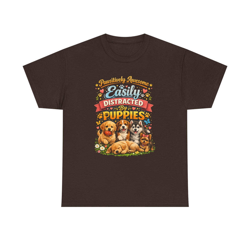 Easily Distracted by Puppies T-Shirt — Cute Vintage Puppy Graphic Tee