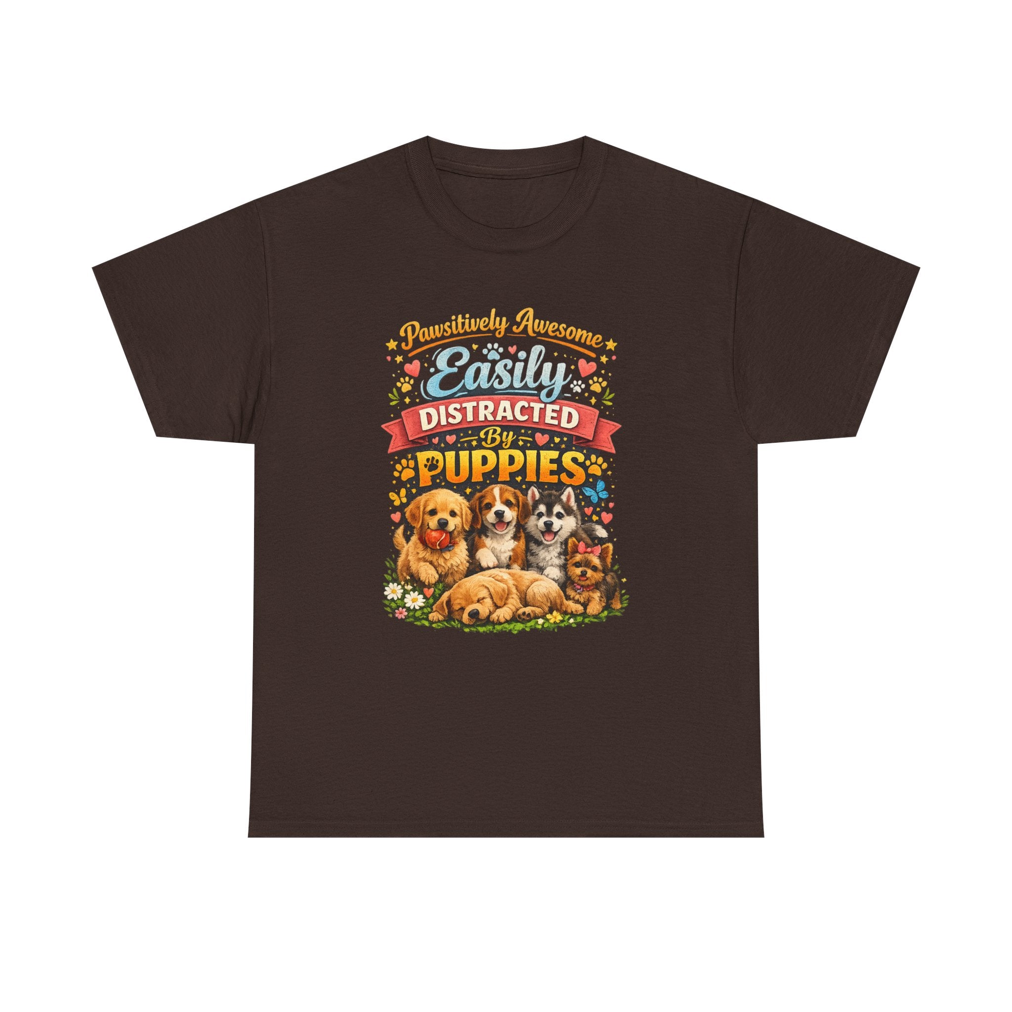 Easily Distracted by Puppies T-Shirt — Cute Vintage Puppy Graphic Tee
