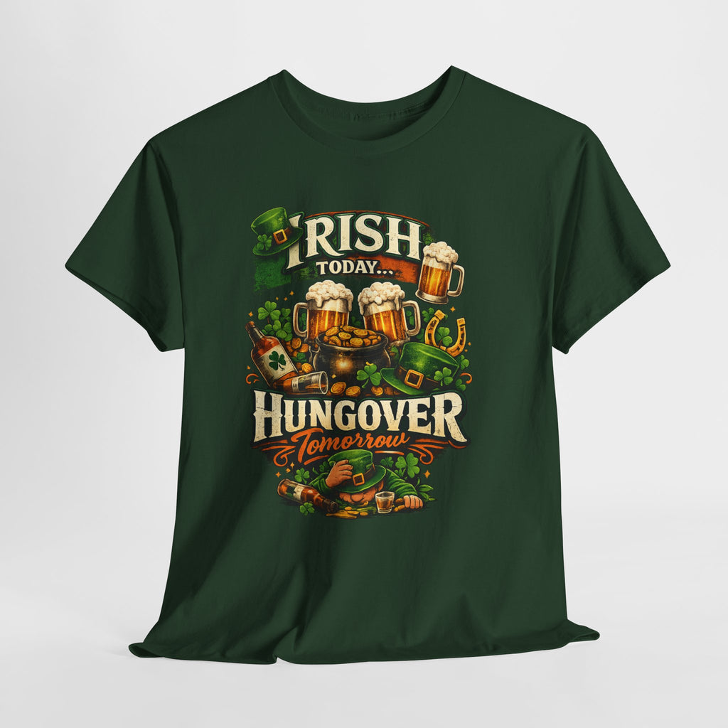 St. Patrick's Day Tee — "Irish Today, Hungover Tomorrow" Beer Graphic Shirt