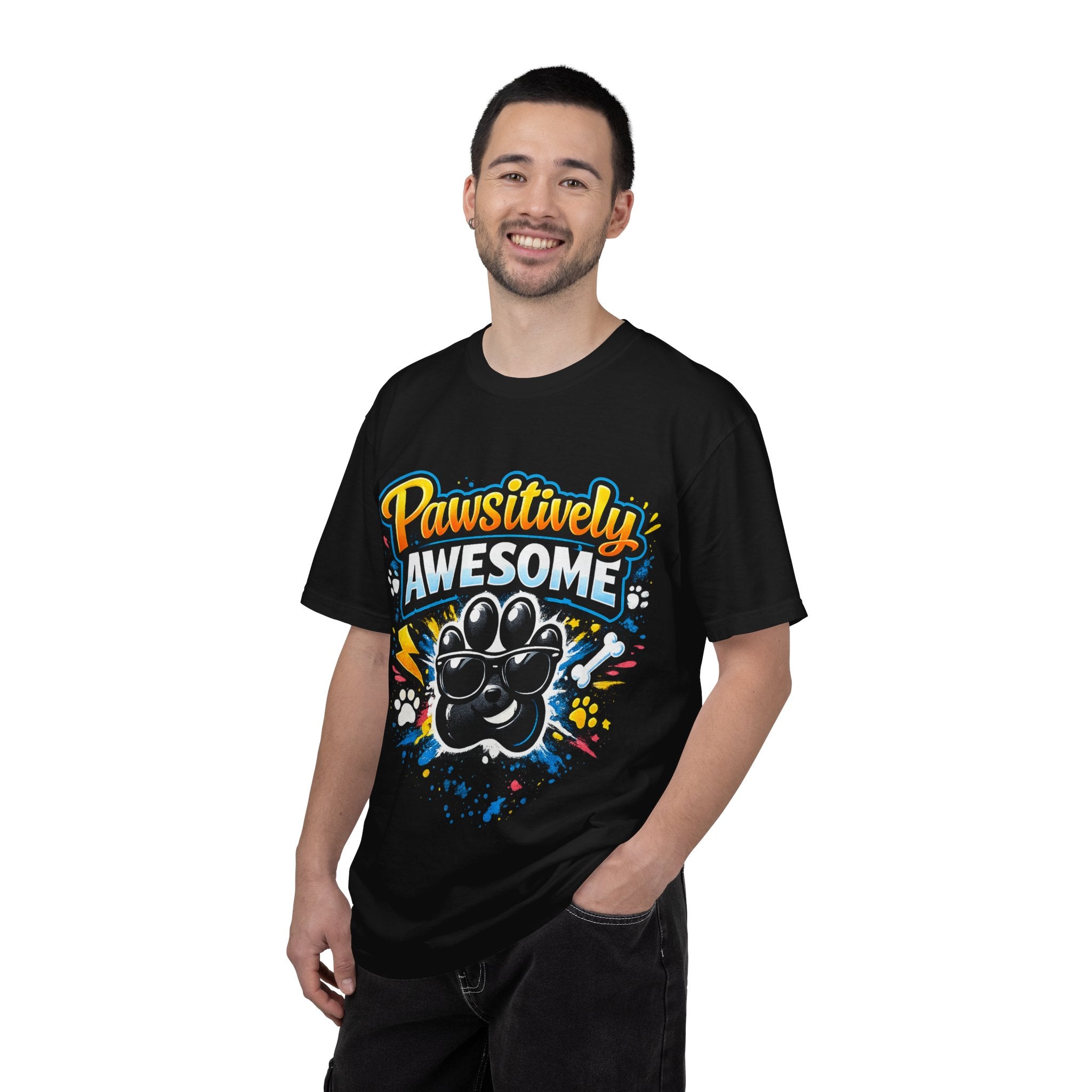 Pawsitively Awesome Paw Print Graphic T-Shirt for Dog Lovers