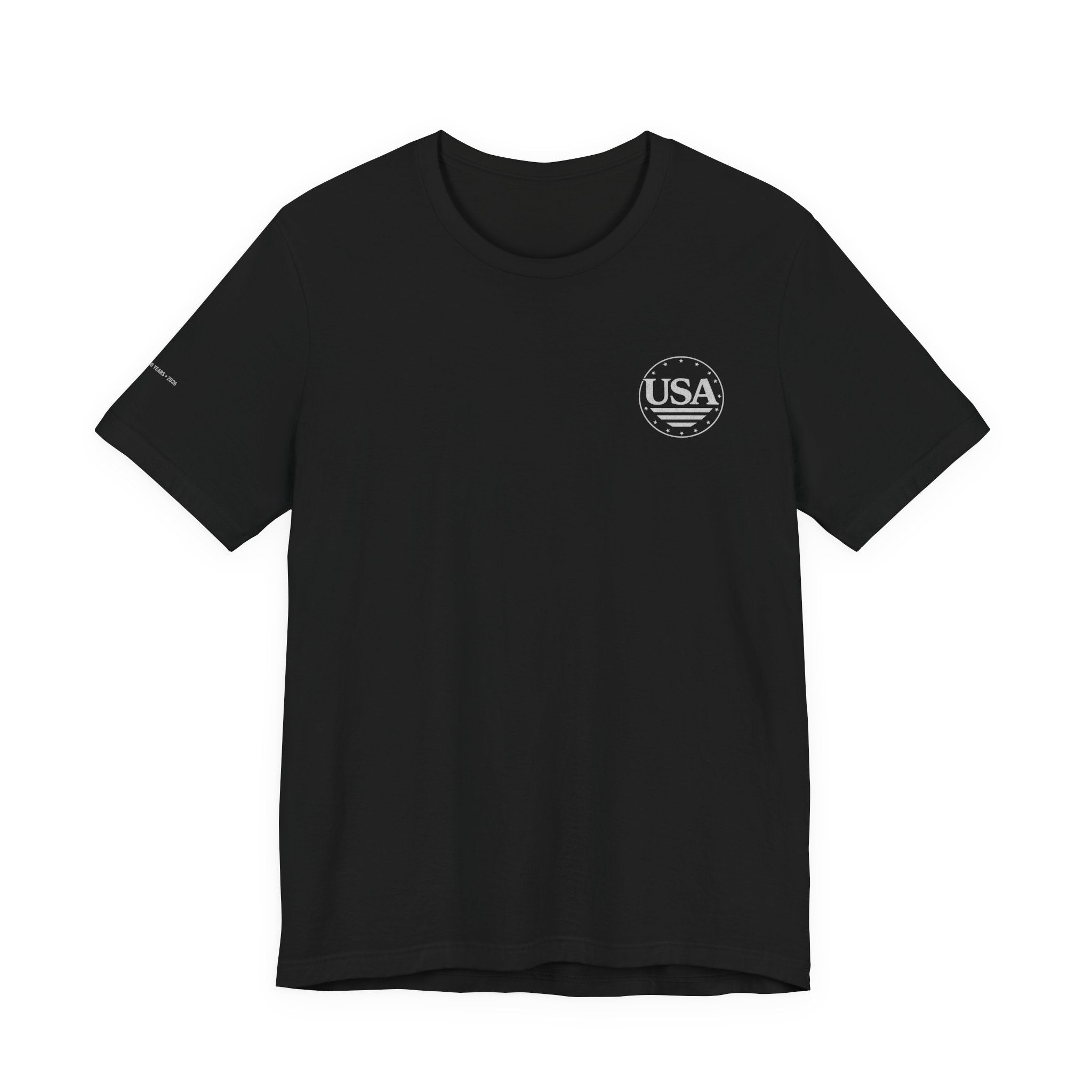 USA Flag Crest T‑Shirt — Patriotic Navy Short Sleeve Tee