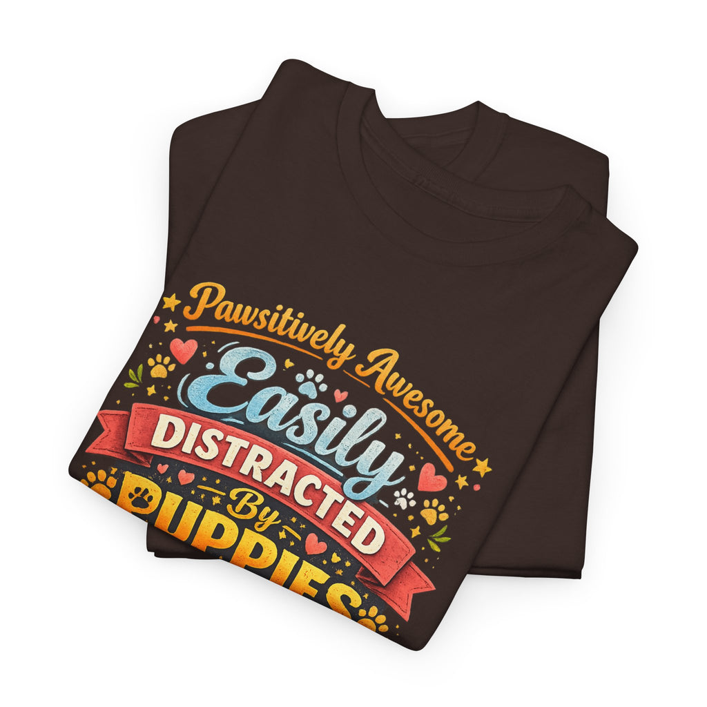 Easily Distracted by Puppies T-Shirt — Cute Vintage Puppy Graphic Tee
